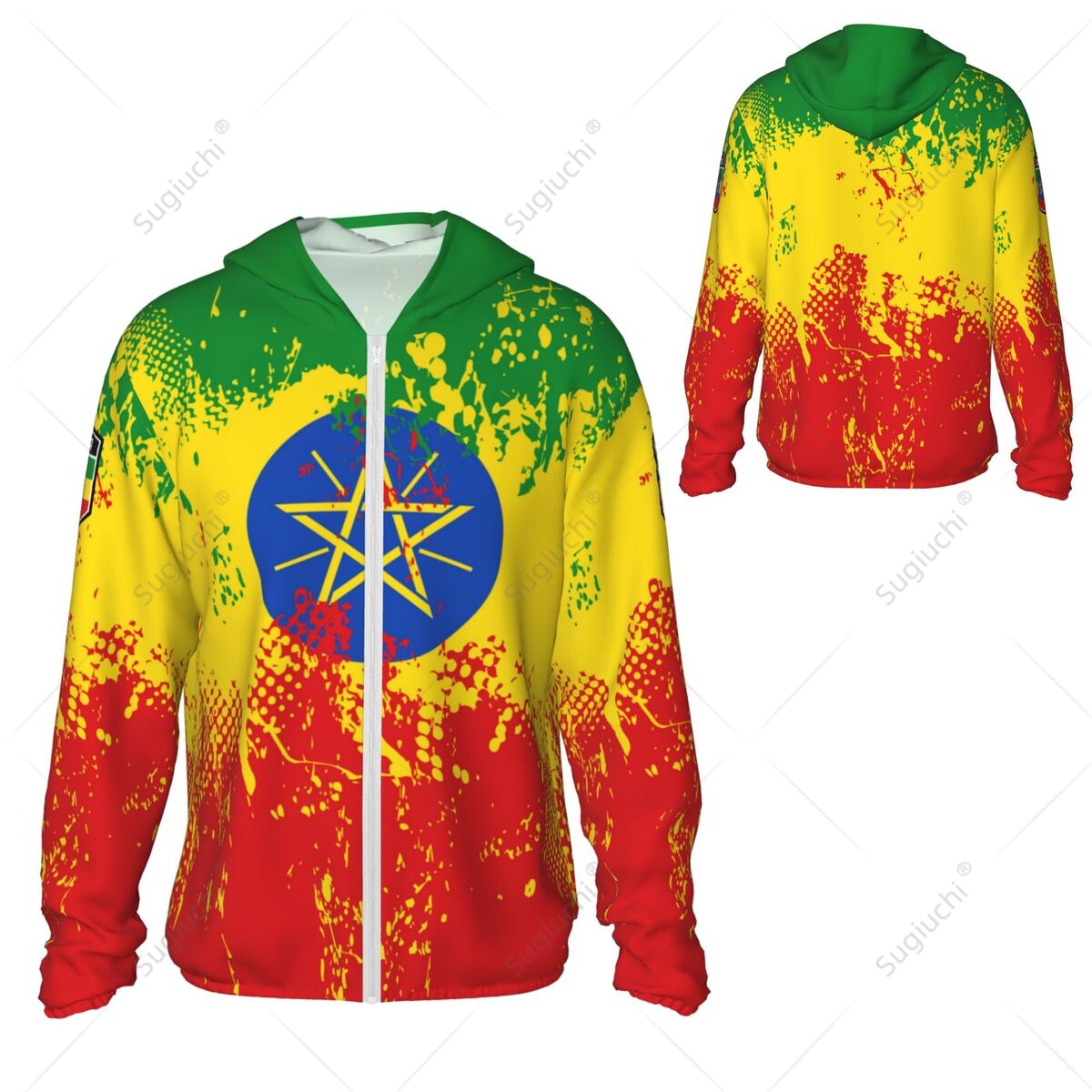 Fishing Hoodie - Ethiopië Vlag Zonbescherming Hoodie Zonnebrandcrème Kleding